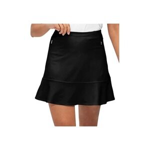 Acegolfs Women L Black Basic 17" Ruffle Hem Golf Tennis UPF 50+ Skirt/Skort